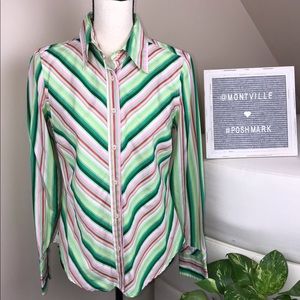Tommy Hilfiger Medium Green and Pink Striped Shirt